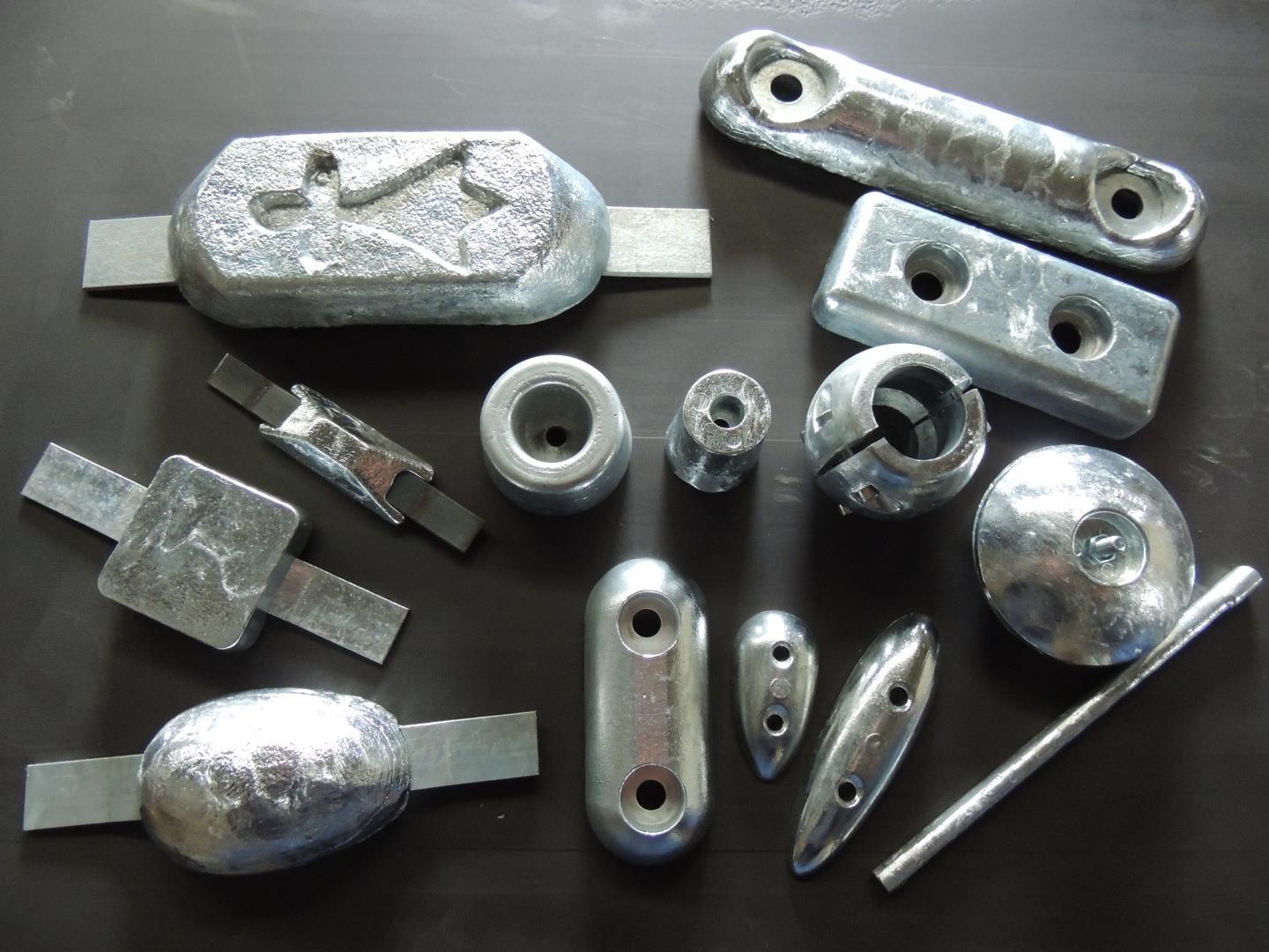 Anodes diverses en Zinc et Aluminium-indium